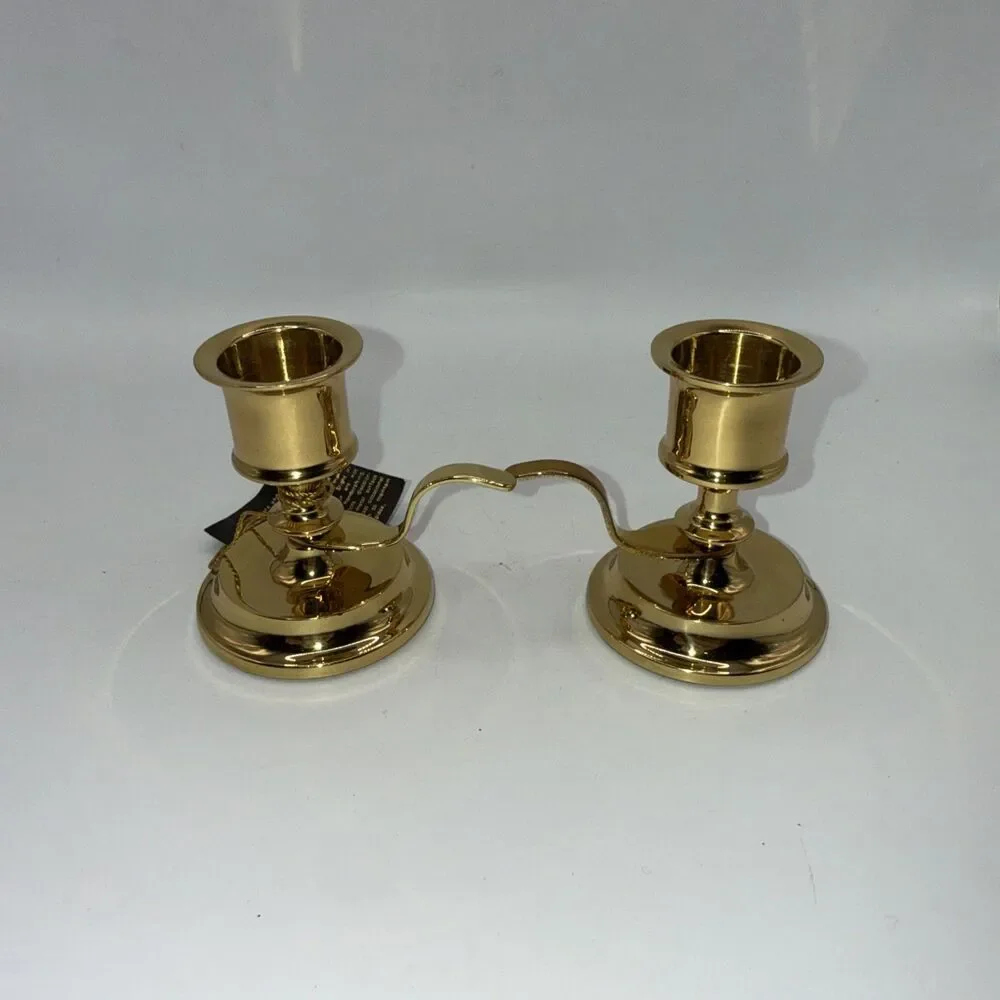 2 Vintage Brass 2.5”H Candle Holders ‘PARTYLITE’ For Tapers Thumb Handles - Picture 4 of 5